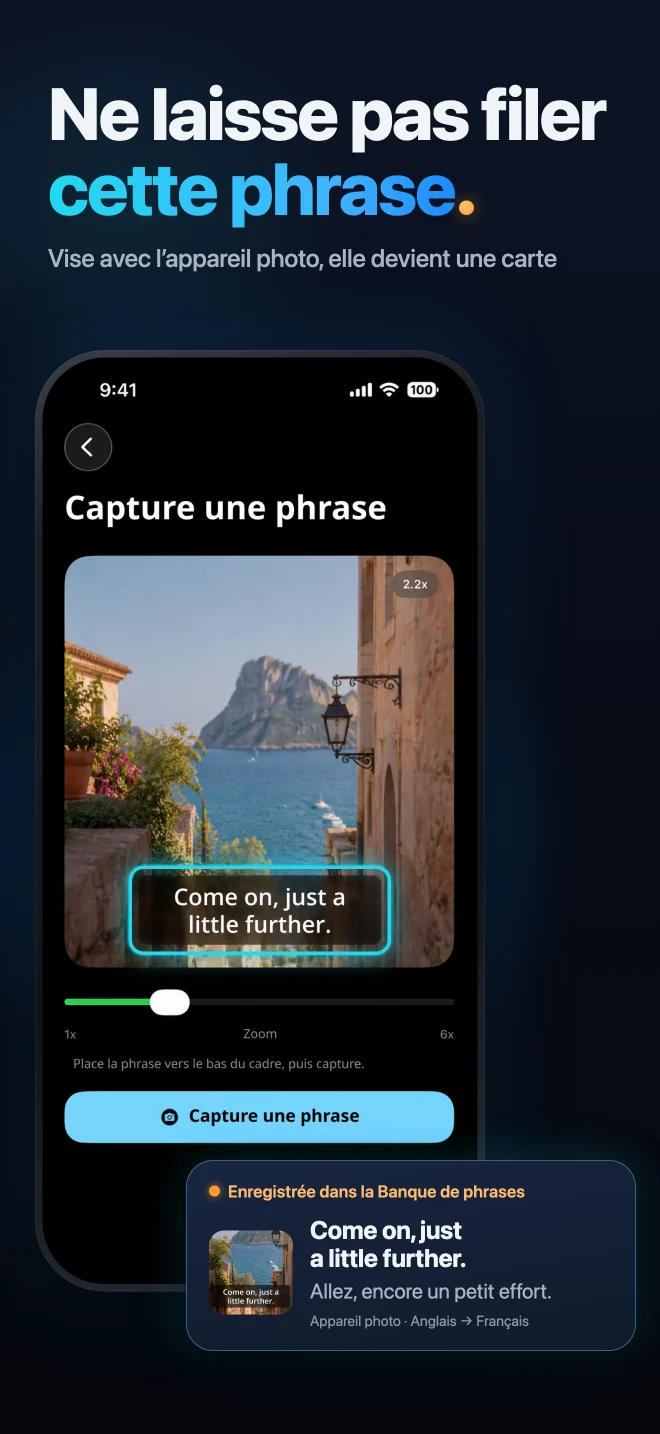 Capturer une phrase d’une scène réelle avec l’appareil photo de Scenelet
