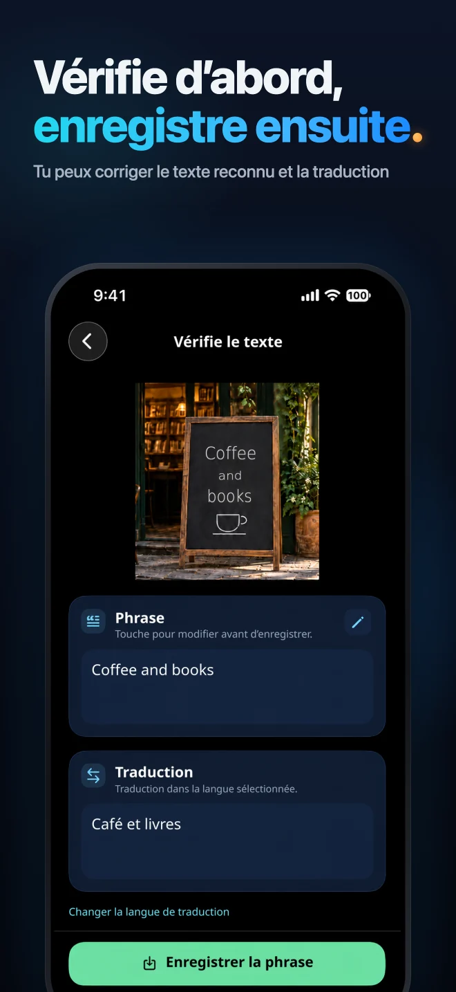 Vérifier et modifier une phrase et sa traduction