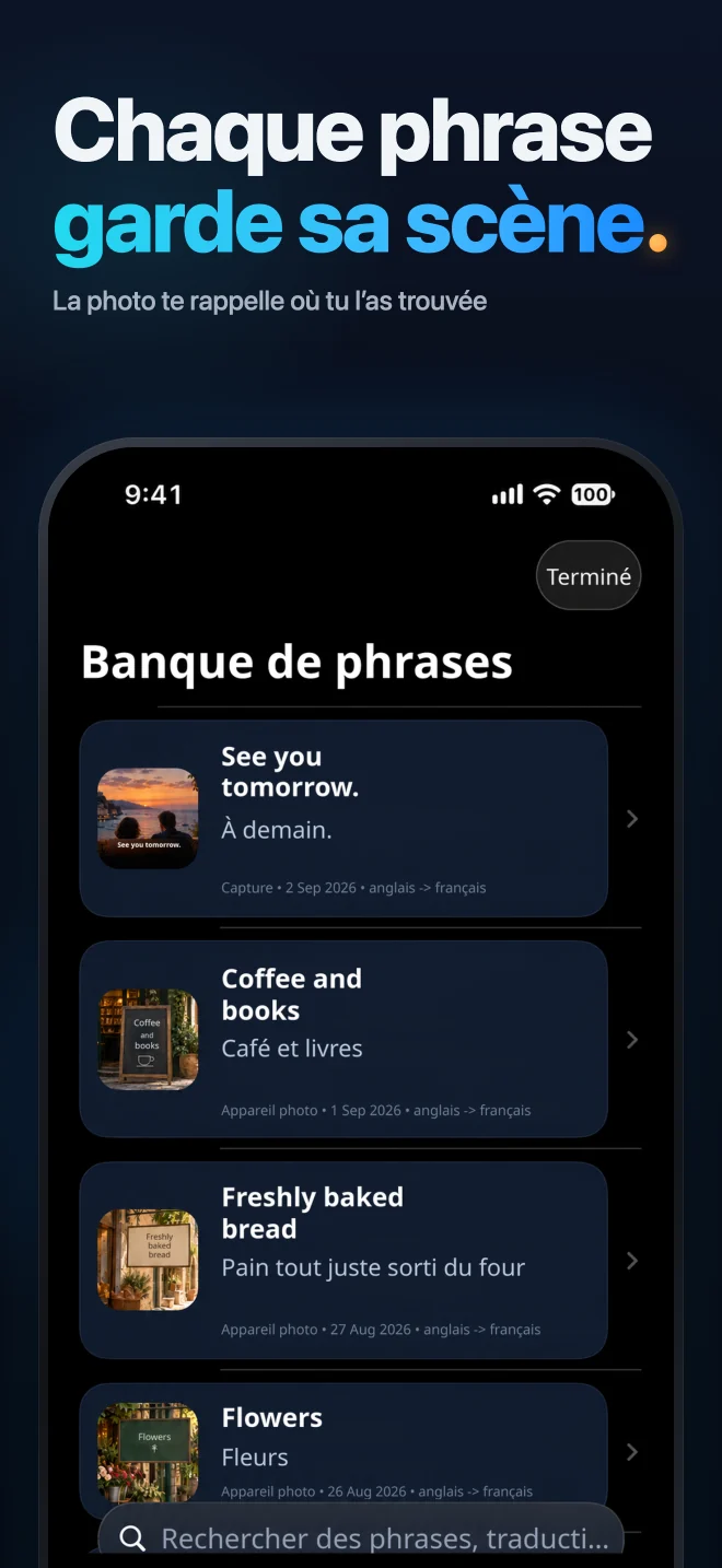 Collection Scenelet avec des phrases enregistrées et leurs photos d’origine