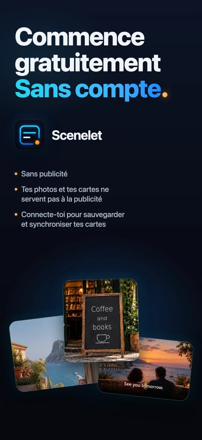Commencer gratuitement dans Scenelet en mode invité et sans publicité