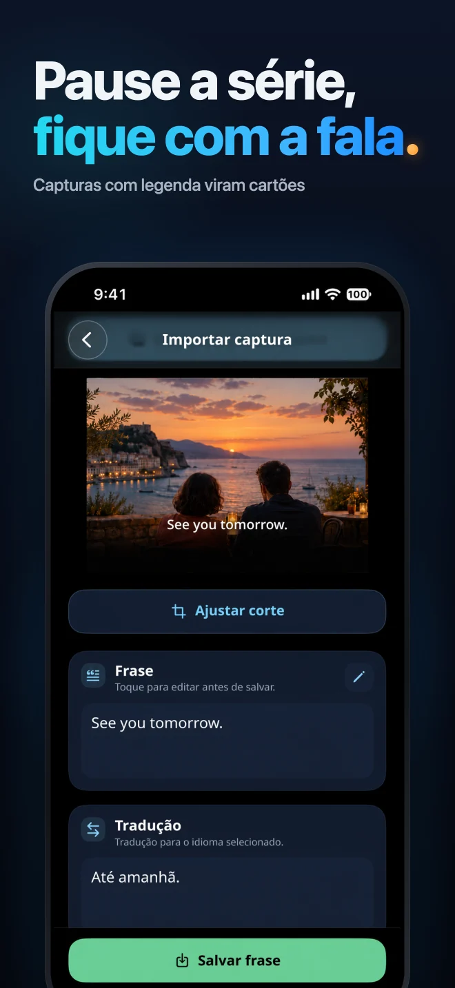 Importe uma captura de tela e selecione a frase que deseja guardar